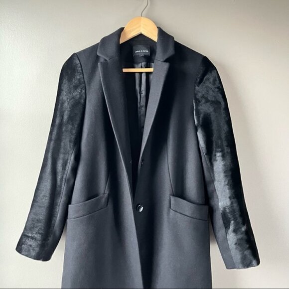 JUDITH & Charles | Manille Calf Hair Wool Coat Size 2 Black - Picture 5 of 13